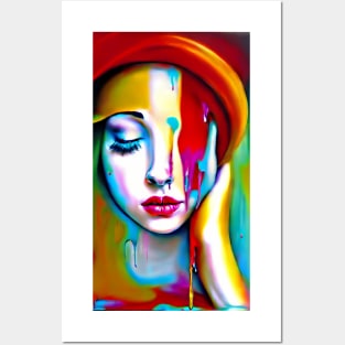 Gorgeous Woman Portrait Art- dripping art Posters and Art